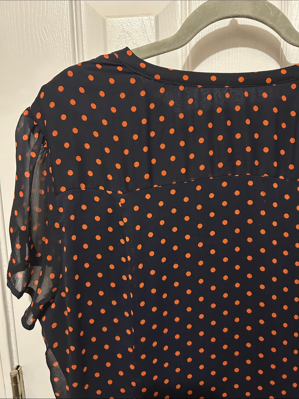 MSK Navy Blue Midi Dress with Orange Polka Dots - Picture 8 of 10